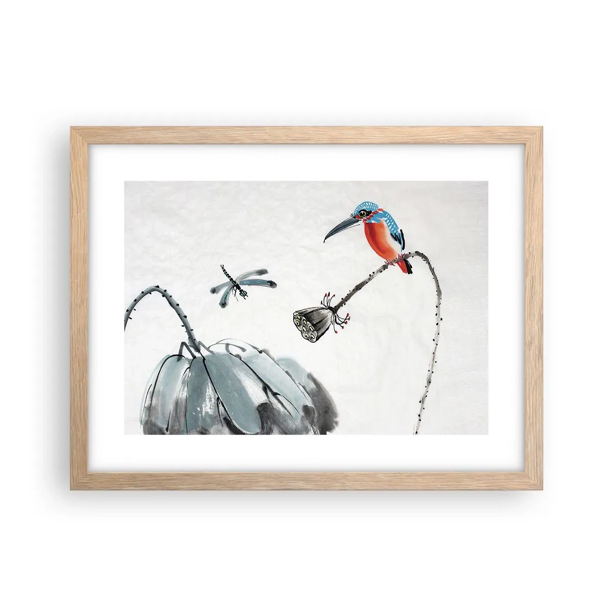 Poster in einem Rahmen aus heller Eiche - Das Leben der Wiese - 40x30 cm