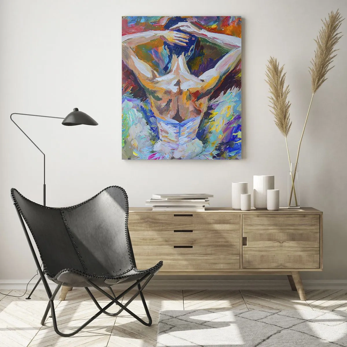 Glasbild - Bild auf glas - Eine Ballerina im ausdrucksstarken, farbenfrohen, malerischen Stil - 50x70cm - Es kann alles sein - Moderne Wanddekoration für Wohnzimmer und Schlafzimmer ARTTOR
