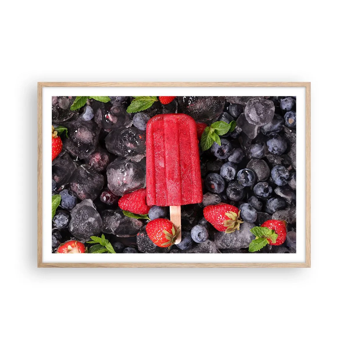 Poster in einem Rahmen aus heller Eiche - So schmeckt der heiße Sommer - 91x61 cm