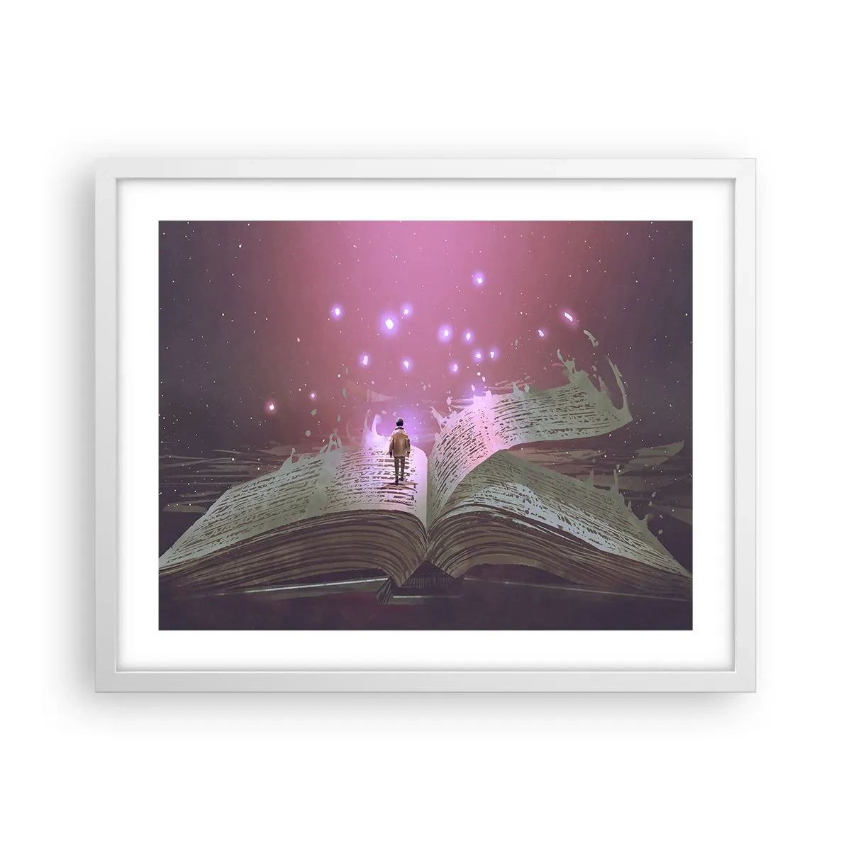 Poster in einem weißen Rahmen - Einladung in eine andere Welt - lesen Sie! - 50x40 cm