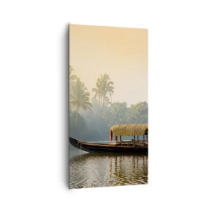 Bild auf Leinwand - Leinwandbild - Haus am Fluss - 65x120 cm