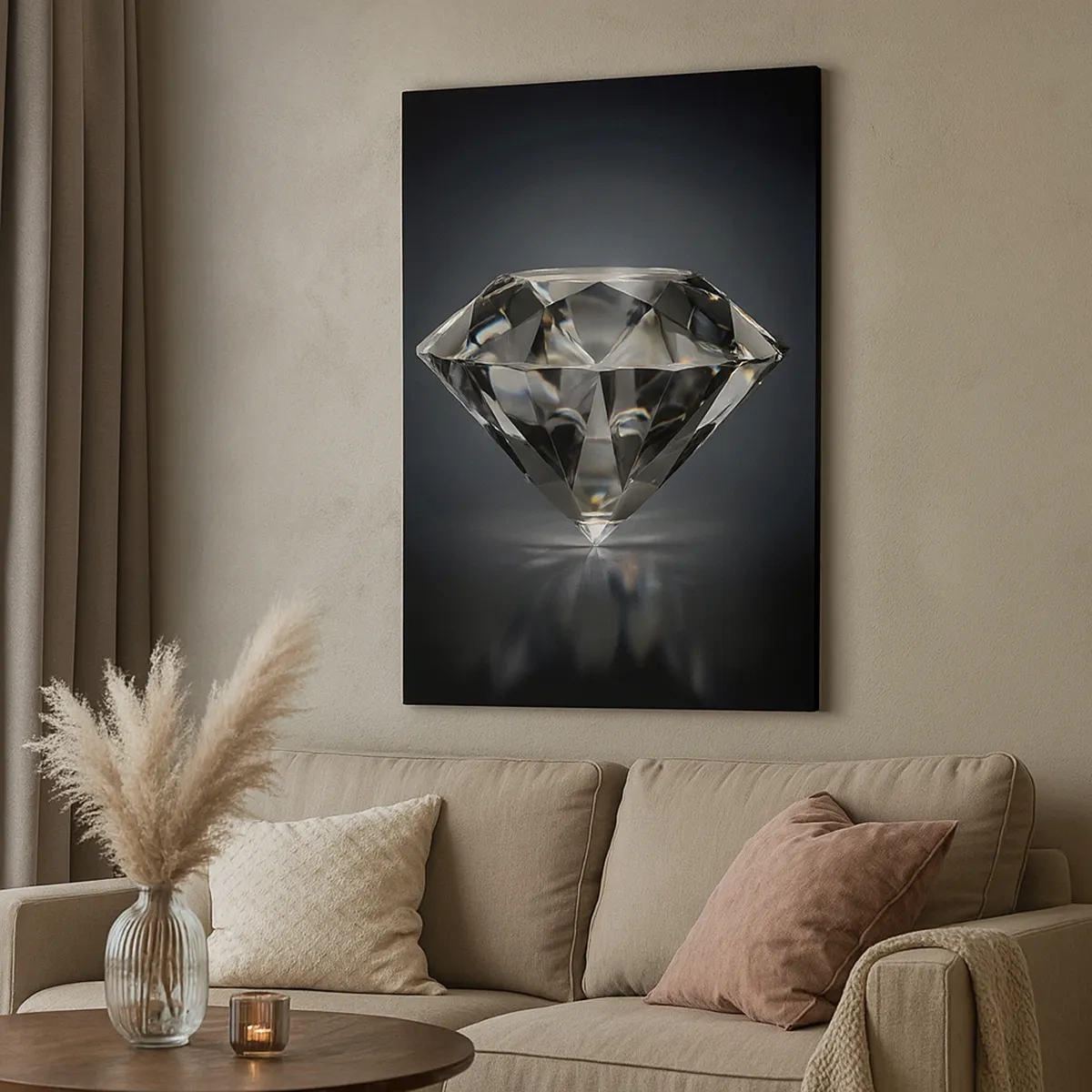 Bild auf Leinwand - Leinwandbild - Eine künstlerische Interpretation eines Diamanten auf dunklem Hintergrund - 50x70cm - Beste Freundin - Moderne Wanddekoration für Wohnzimmer und Schlafzimmer ARTTOR