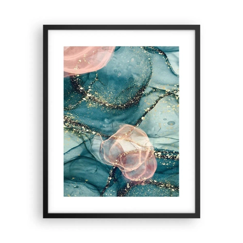 Poster in einem schwarzem Rahmen - Seidenblau, Tüllrosa - 40x50 cm