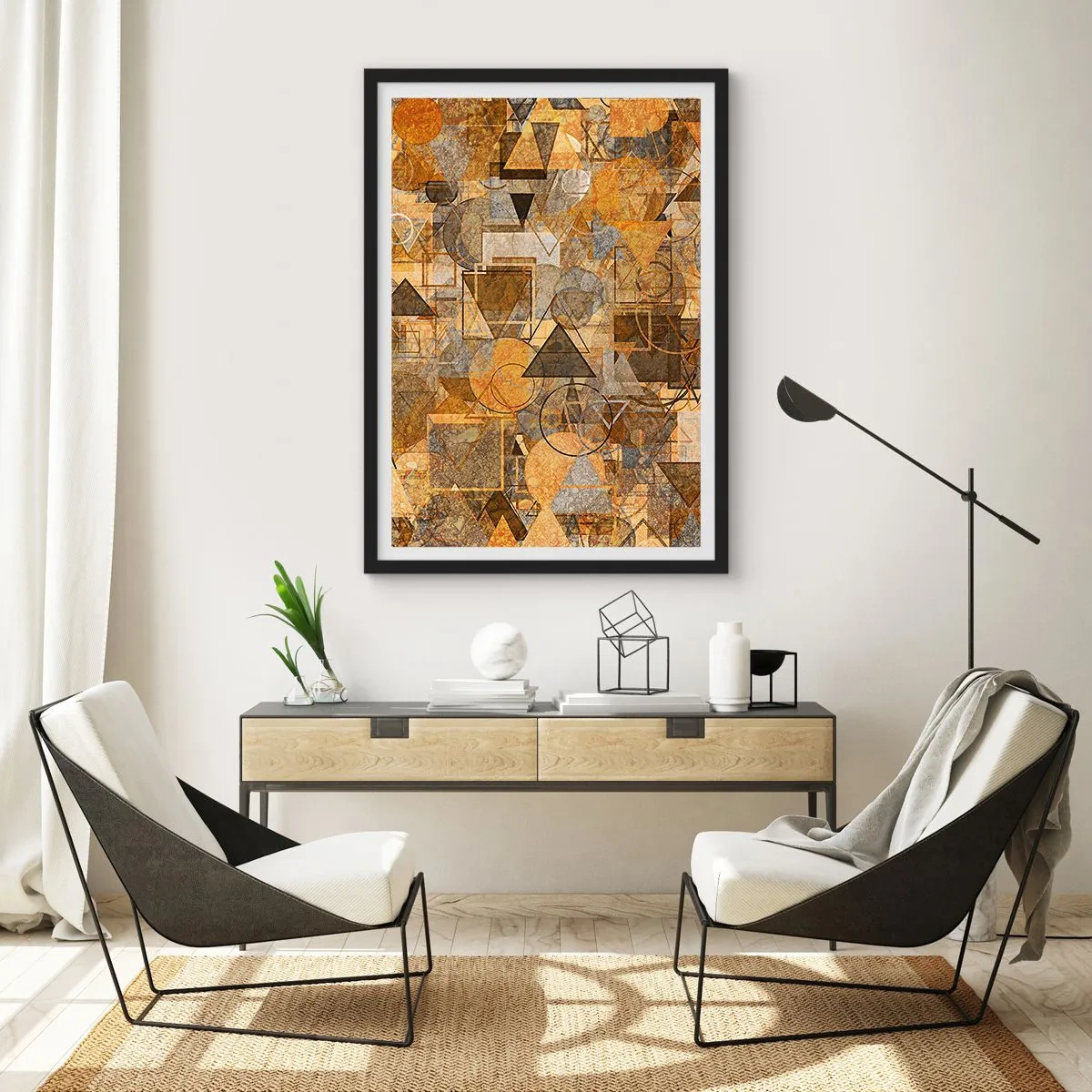 Poster in einem schwarzem Rahmen - Die Welt in Form - 40x50 cm