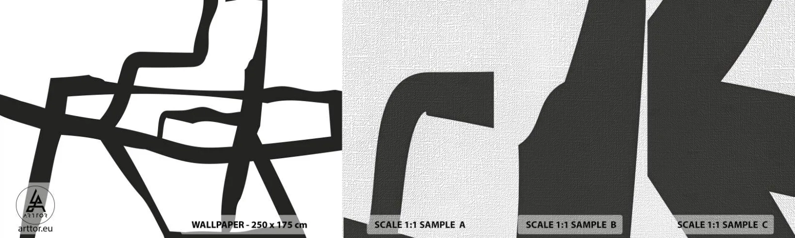 Fototapeten Muster Premium Canvas - Schwarz-Weiß-Design - Linie, Schwarz und weiß, Abstraktionismus - 100x30 cm