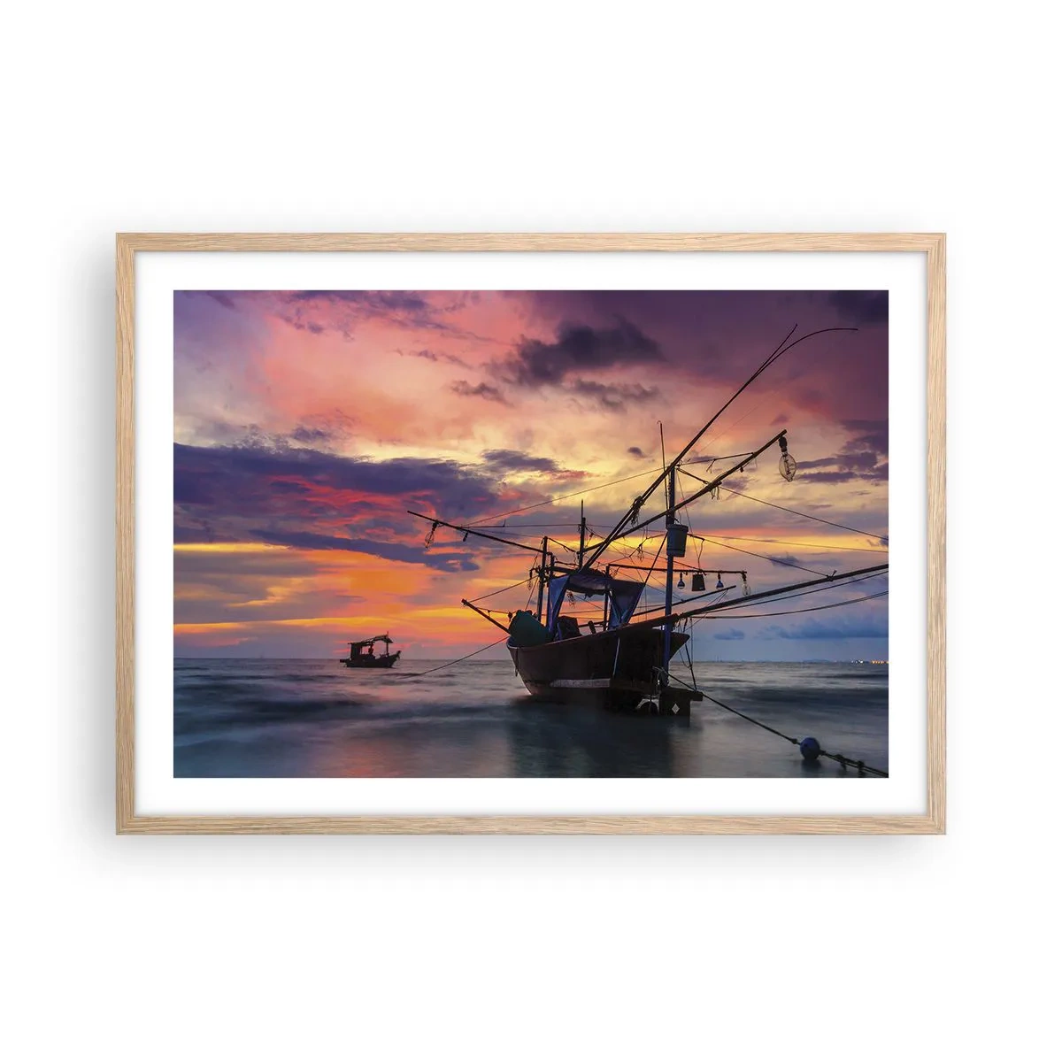 Poster in einem Rahmen aus heller Eiche - Exotischer Abend - 70x50 cm