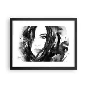 Poster in einem schwarzem Rahmen - Porträt einer Dame in Schwarzweiß - 40x30 cm