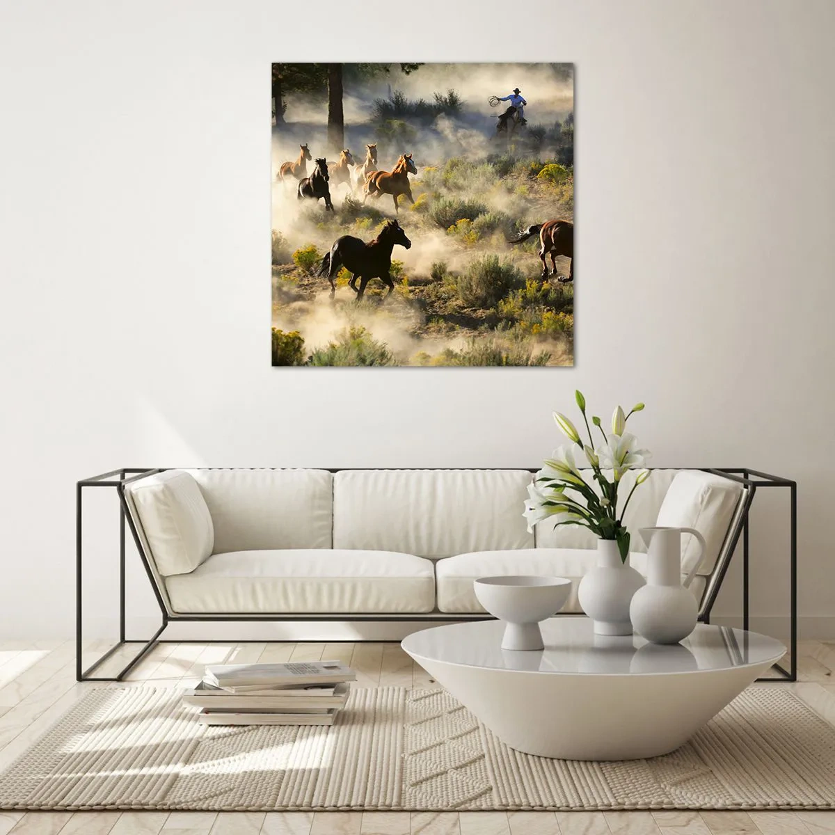 Glasbild - Bild auf glas - Rivalität – Freiheit oder männliche Stärke? - 60x60 cm