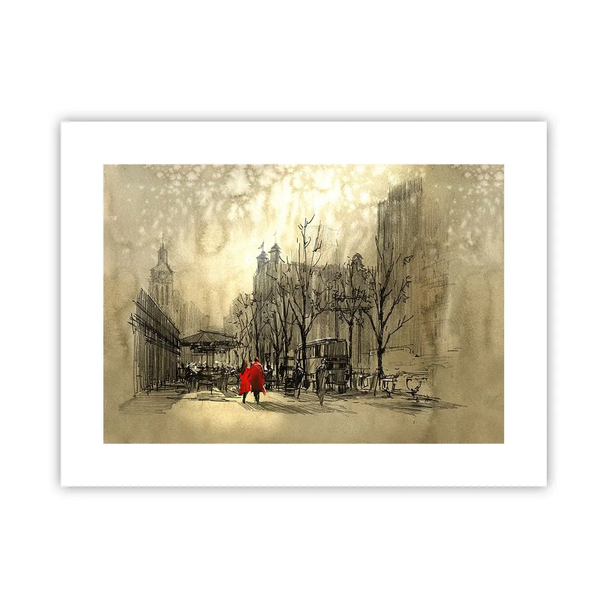 Poster - Ein Date im Londoner Nebel - 40x30 cm