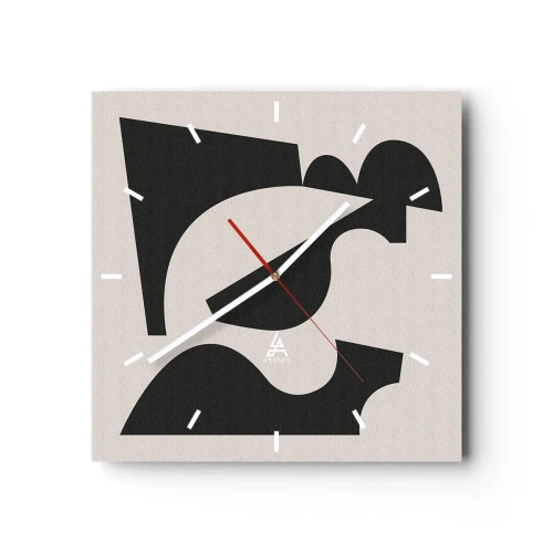 Wanduhr - Glasuhr - Abstrakte geometrische Komposition in Schwarz und Weiß - 30x30cm - Zum Selbstbauen - Moderne Wanddekoration für Wohnzimmer und Schlafzimmer ARTTOR