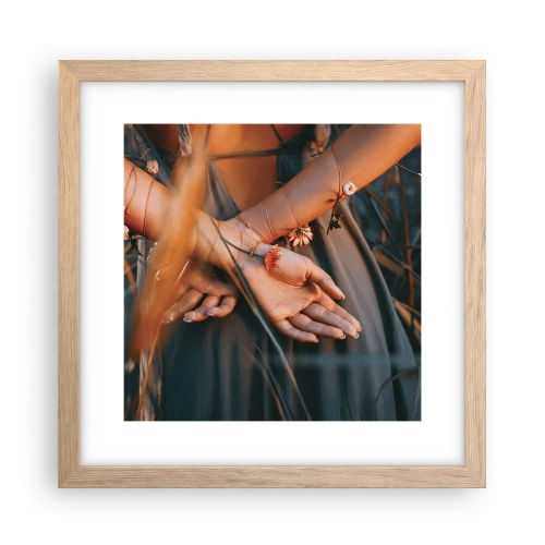 Poster in einem Rahmen aus heller Eiche - Verbunden mit der Natur - 30x30 cm