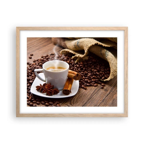 Poster in einem Rahmen aus heller Eiche - Würziger Geschmack und Aroma - 50x40 cm