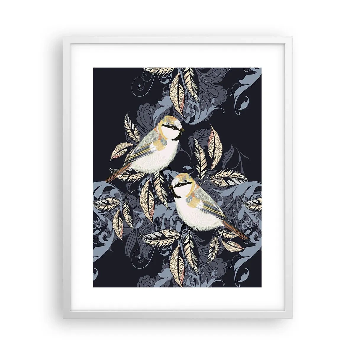 Poster in einem weißen Rahmen - Gelb-blauer Triller - 40x50 cm