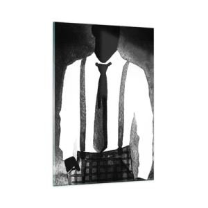 Glasbild - Bild auf glas - Charaktere im Noir-Stil, schwarz-weiße Eleganz und Mysterium - 80x120cm - In Noir-Atmosphäre - Moderne Wanddekoration für Wohnzimmer und Schlafzimmer ARTTOR