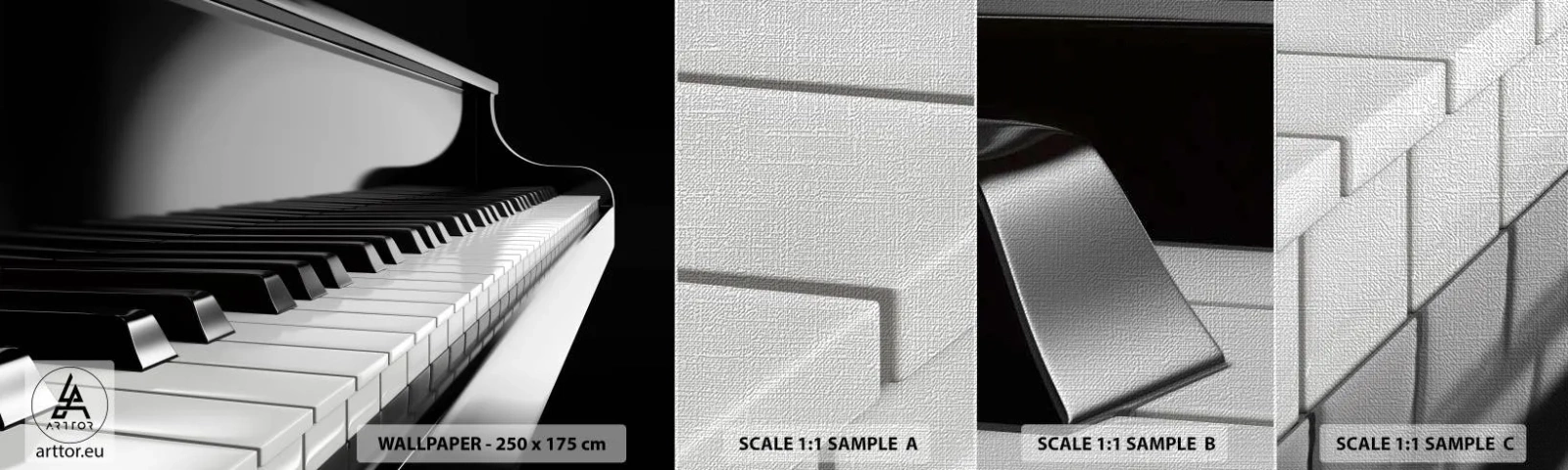 Fototapeten Muster Premium Canvas - Harmonie von Formen und Farben - Klavier, Klavier, Musik - 100x30 cm