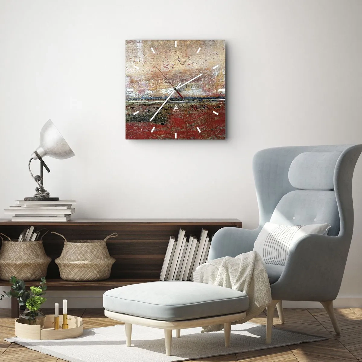 Wanduhr - Glasuhr - Eine abstrakte Komposition, inspiriert vom Meer und der Natur. - 30x30cm - Vielleicht liegt es am Meer - Moderne Wanddekoration für Wohnzimmer und Schlafzimmer ARTTOR