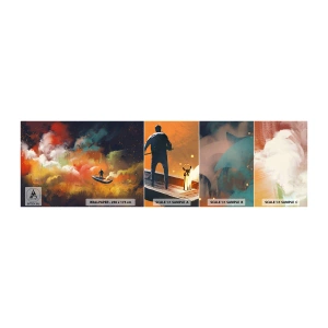 Fototapetenmuster Standard Eco - Mit dem Boot durch die Galaxie - Abstraktion, Fantasie, Reise - 100x30 cm