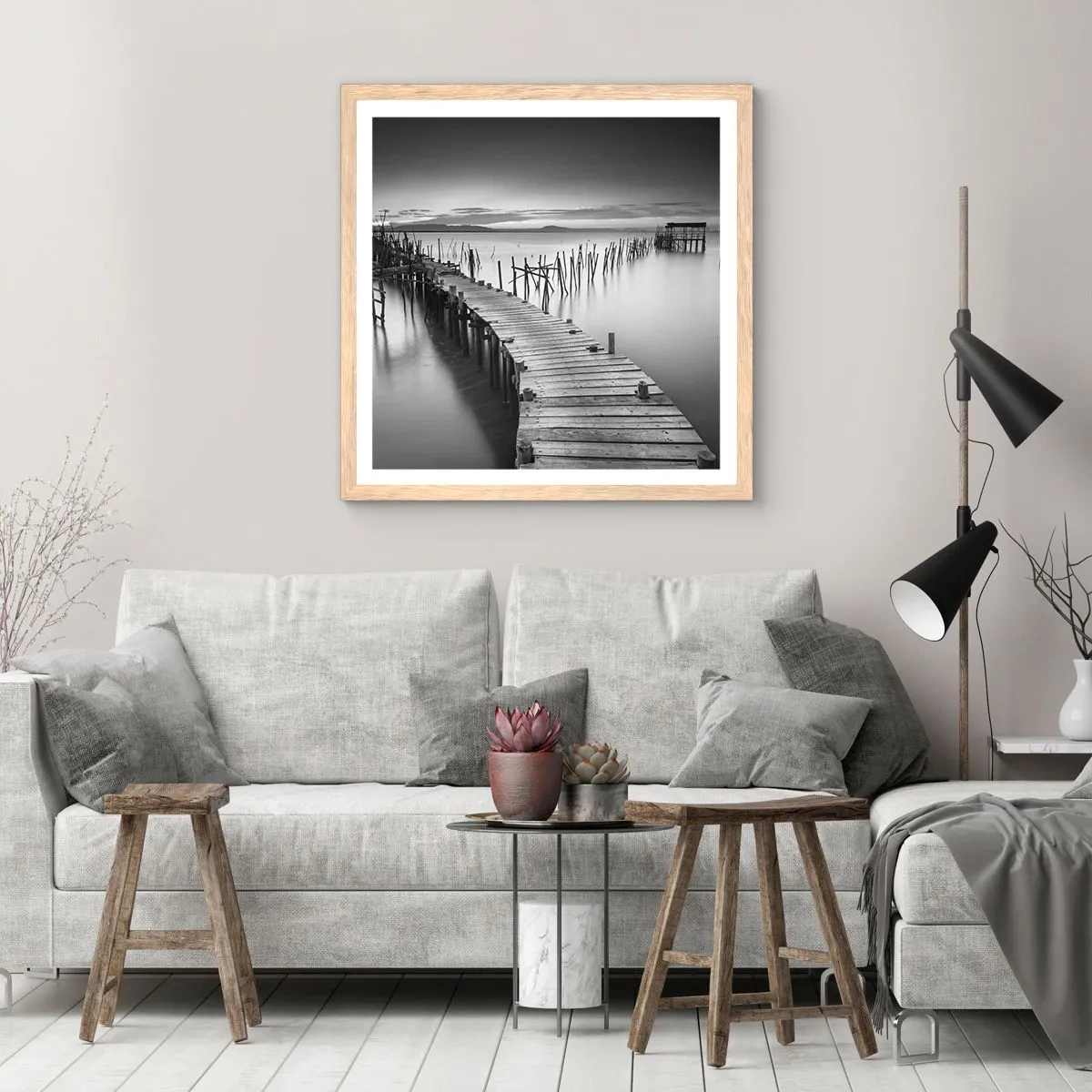Poster in einem Rahmen aus heller Eiche - Der Frieden eines vergessenen Ufers - 50x50 cm