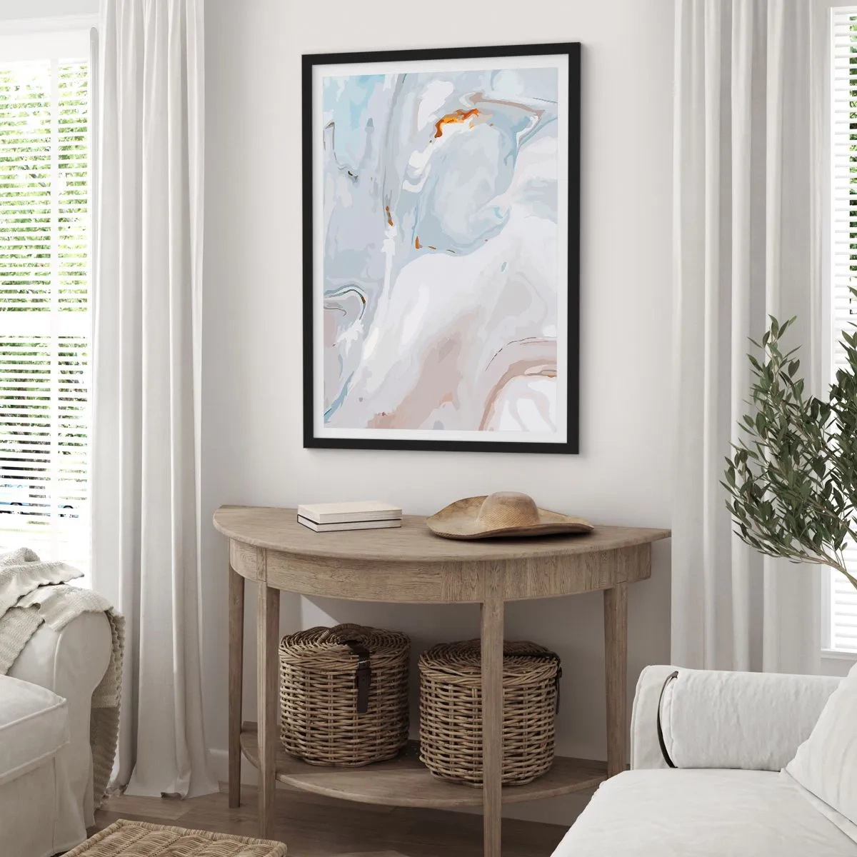 Poster in einem schwarzem Rahmen - Das Weiß wird erhoben - 40x50 cm