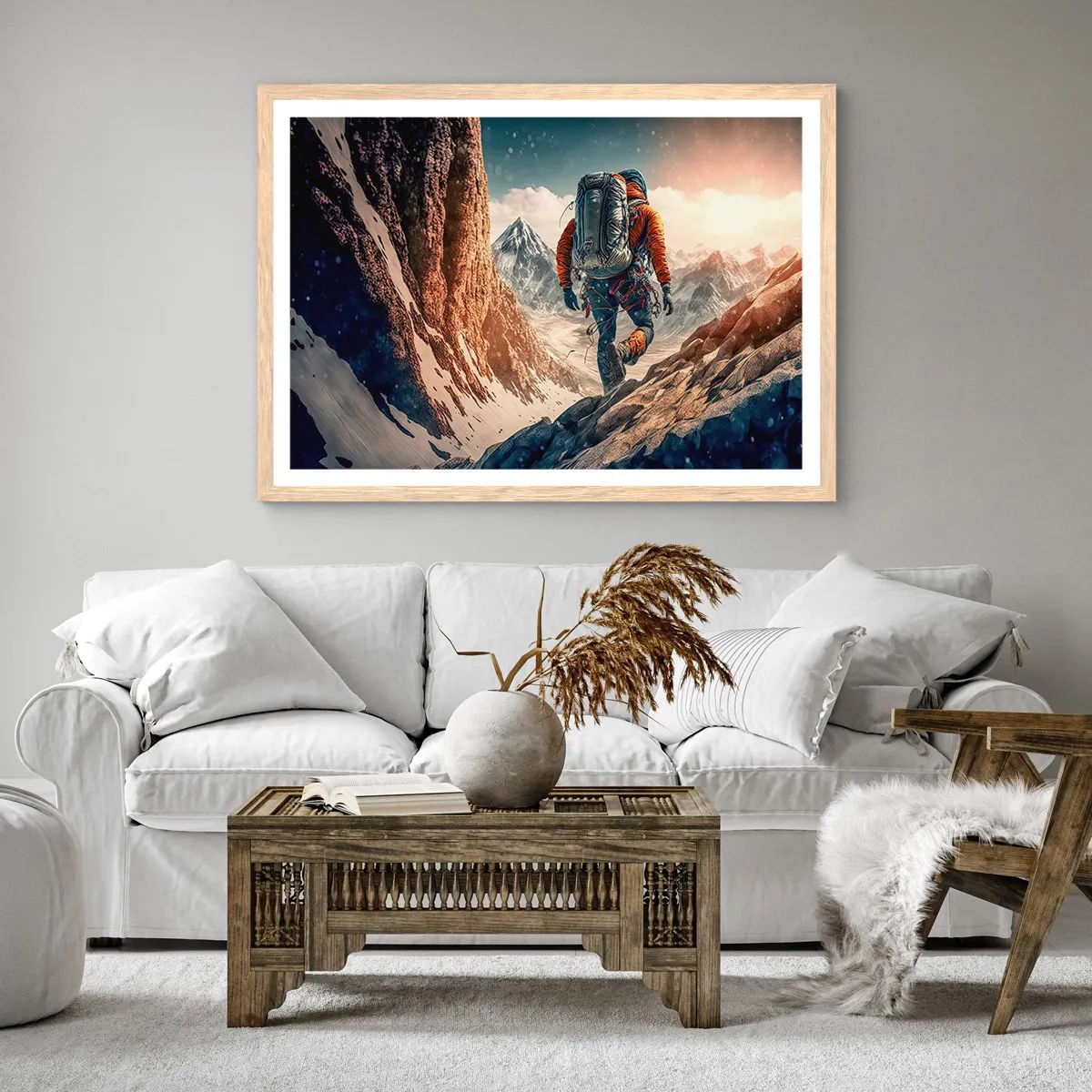 Poster in einem Rahmen aus heller Eiche - Einsamer Krieger - 100x70 cm