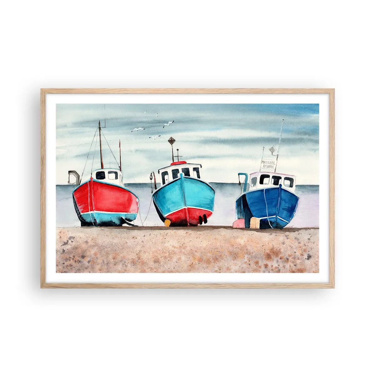 Poster in einem Rahmen aus heller Eiche - Bereit zum Fang - 91x61 cm