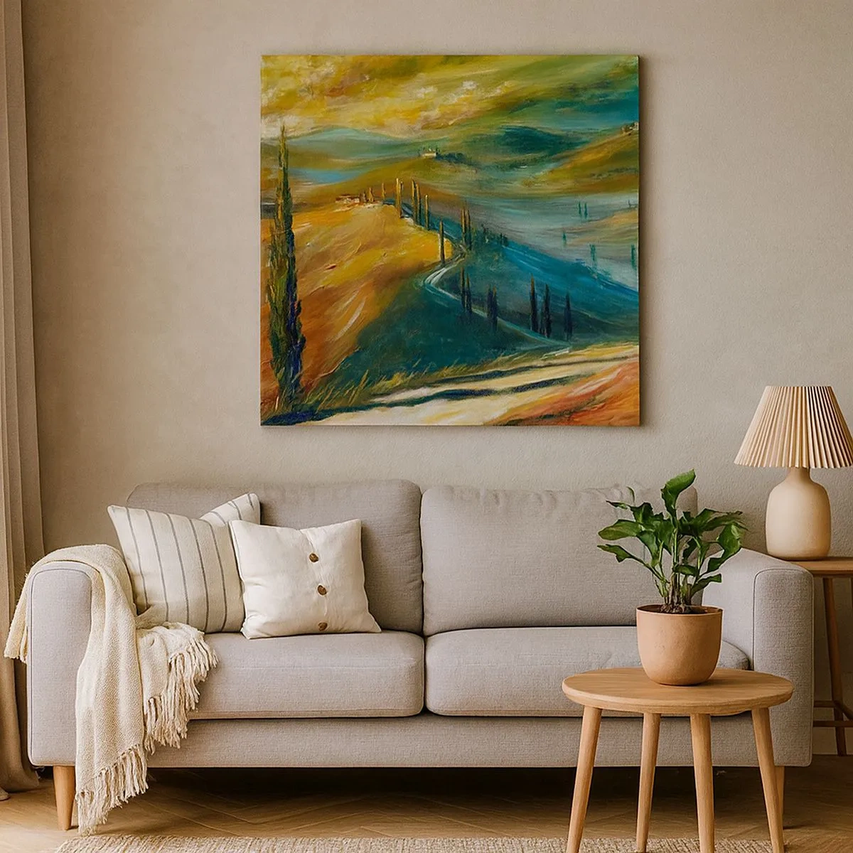 Bild auf Leinwand - Leinwandbild - Toskanische Landschaft - 30x30 cm