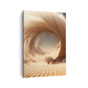 Bild auf Leinwand - Leinwandbild - Dynamischer Sandwirbel in einer Wüste mit Bäumen - 50x70cm - Geöffnetes Portal - Moderne Wanddekoration für Wohnzimmer und Schlafzimmer ARTTOR