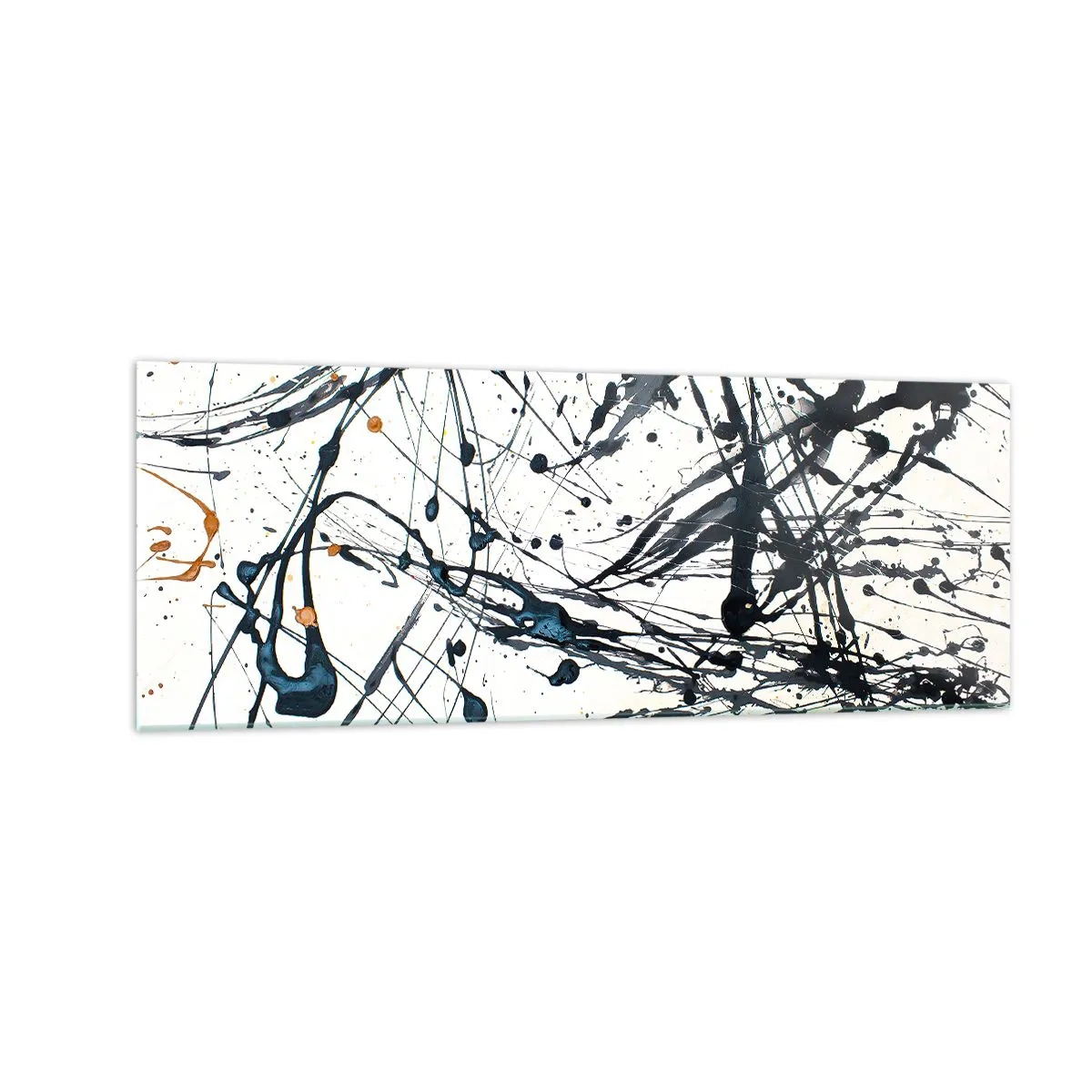 Glasbild - Bild auf glas - Ein abstraktes Gemälde mit Farbspritzern in dynamischen Mustern. - 140x50cm - Expressionistische Abstraktion - Moderne Wanddekoration für Wohnzimmer und Schlafzimmer ARTTOR