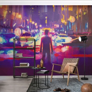 Selbstklebende Fototapete Deluxe Sticker - Eingetaucht in das Licht - Stadt, Mann, New York - 400x280 cm