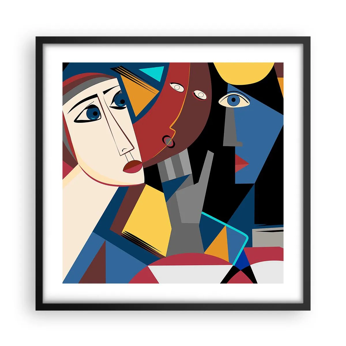 Poster in einem schwarzem Rahmen - Gespräch zwischen Kubisten - 50x50 cm