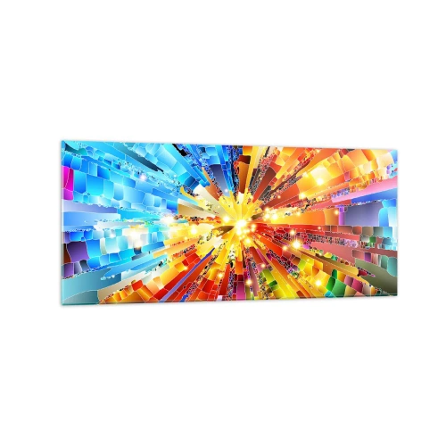 Glasbild - Bild auf glas - Eine dynamische Explosion aus Farbe und Licht - 120x50cm - In Medienauflösung - Moderne Wanddekoration für Wohnzimmer und Schlafzimmer ARTTOR