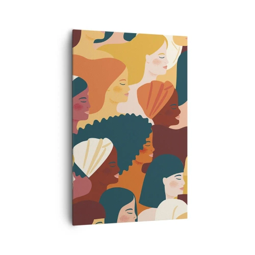 Bild auf Leinwand - Leinwandbild - Farbenfrohe Frauenprofile in verschiedenen Stilen - 80x120cm - Nur Weiblichkeit - Moderne Wanddekoration für Wohnzimmer und Schlafzimmer ARTTOR