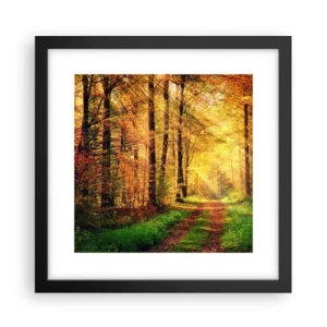 Poster in einem schwarzem Rahmen - Waldgoldene Stille - 30x30 cm