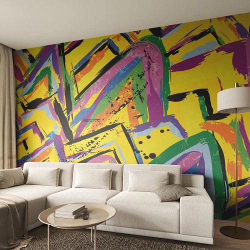 Fototapete Premium Sand - Eine abstrakte Komposition aus geometrischen Formen in lebendigen Farben. - 100x70cm - Bis sie vor Freude schreit - Moderne Wanddekoration für Wohnzimmer und Schlafzimmer ARTTOR