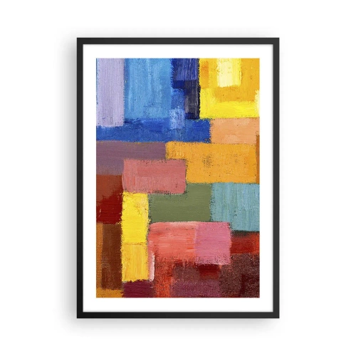 Poster in einem schwarzem Rahmen - Abstrakte bunte Rechtecke in harmonischer Komposition - 50x70cm - Jeder ist anders, alle bunt - Moderne Wanddekoration für Wohnzimmer und Schlafzimmer ARTTOR