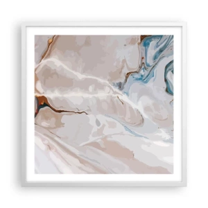 Poster in einem weißen Rahmen - Blau schlängelt sich unter dem Weiß - 60x60 cm