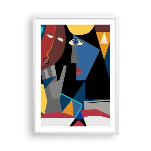 Poster in einem weißen Rahmen - Gespräch zwischen Kubisten - 50x70 cm