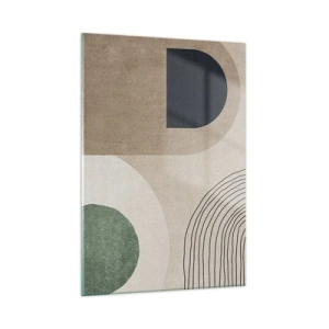 Glasbild - Bild auf glas - Abstrakte geometrische Figuren in gedämpften Farben - 50x70cm - Sanftheit des Ovals - Moderne Wanddekoration für Wohnzimmer und Schlafzimmer ARTTOR
