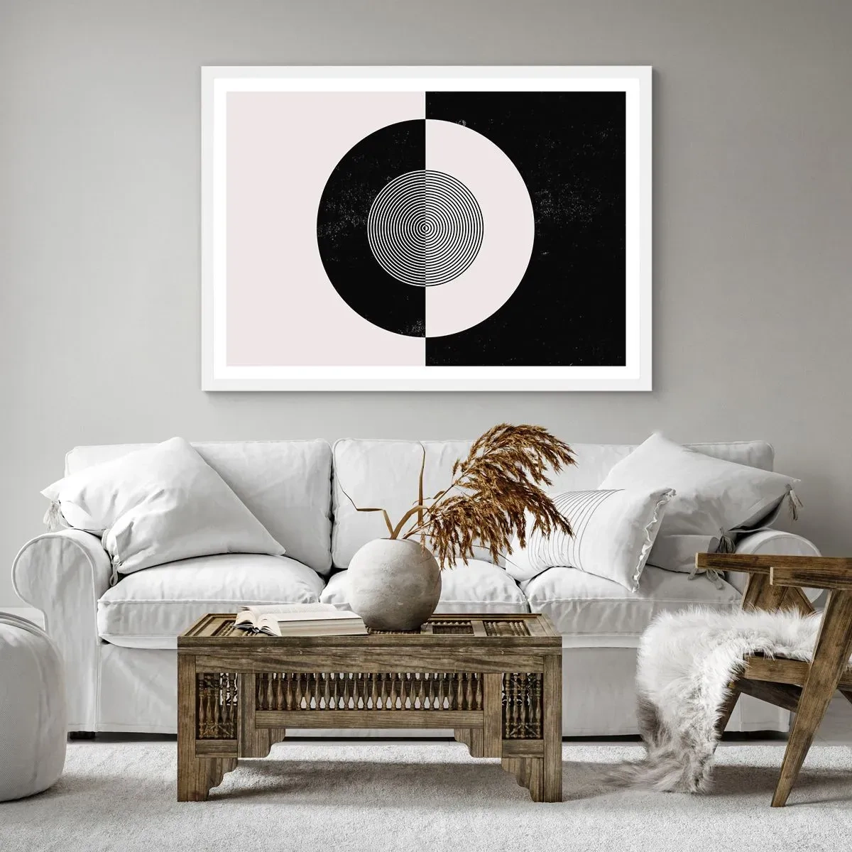 Poster in einem weißen Rahmen - Harmonie in Schwarz und Weiß - 100x70 cm