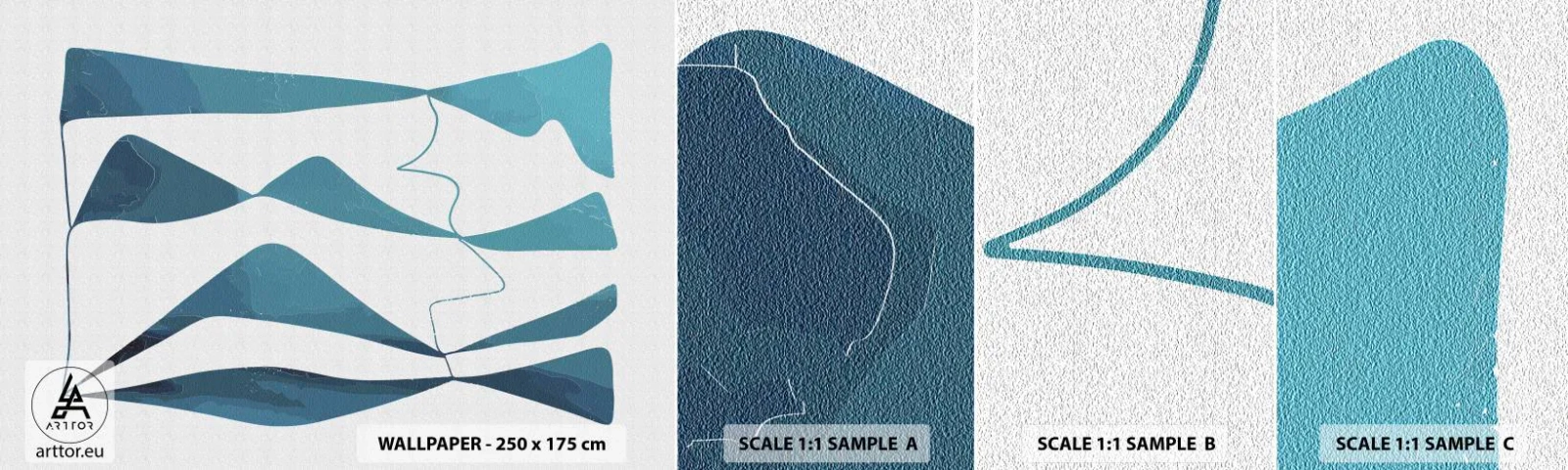 Fototapetenmuster Standard Eco - Abstraktion: türkisfarbene Verbindung - Minimalismus, Elemente, Abstraktion - 100x30 cm