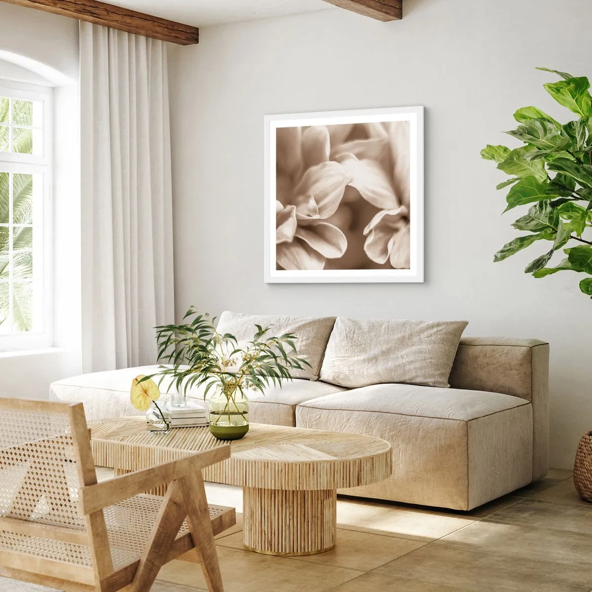 Poster in einem weißen Rahmen - So sanft wie ein Lächeln - 60x60 cm