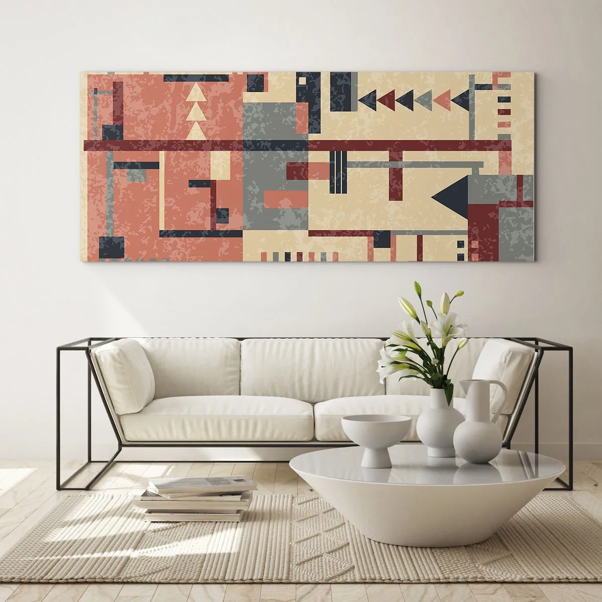 Glasbild - Bild auf glas - Eine Kombination aus Vertikalen und Ebenen - 100x40 cm