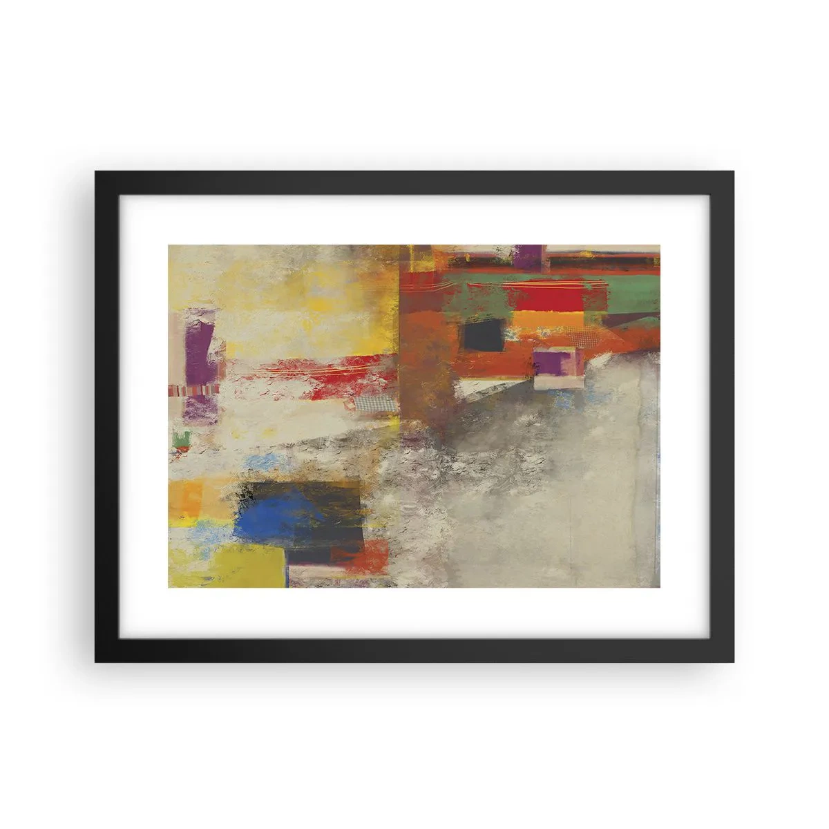 Poster in einem schwarzem Rahmen - Geometrie der Farben - 40x30 cm
