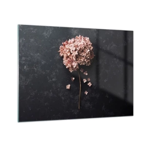 Glasbild - Bild auf glas - Trockene Hortensie mit verstreuten Blütenblättern auf dunklem Hintergrund - 70x50cm - Wirklich romantisches Zeichen - Moderne Wanddekoration für Wohnzimmer und Schlafzimmer ARTTOR