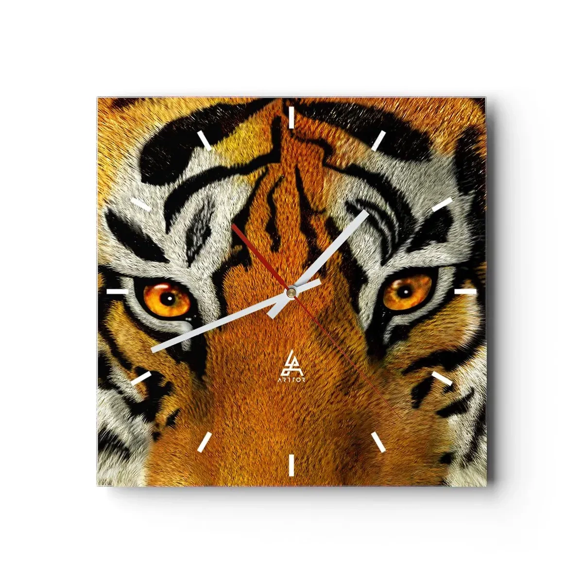 Wanduhr - Glasuhr - Nahaufnahme eines Tigers mit intensivem Blick - 30x30cm - Schrecklich und schön - Moderne Wanddekoration für Wohnzimmer und Schlafzimmer ARTTOR
