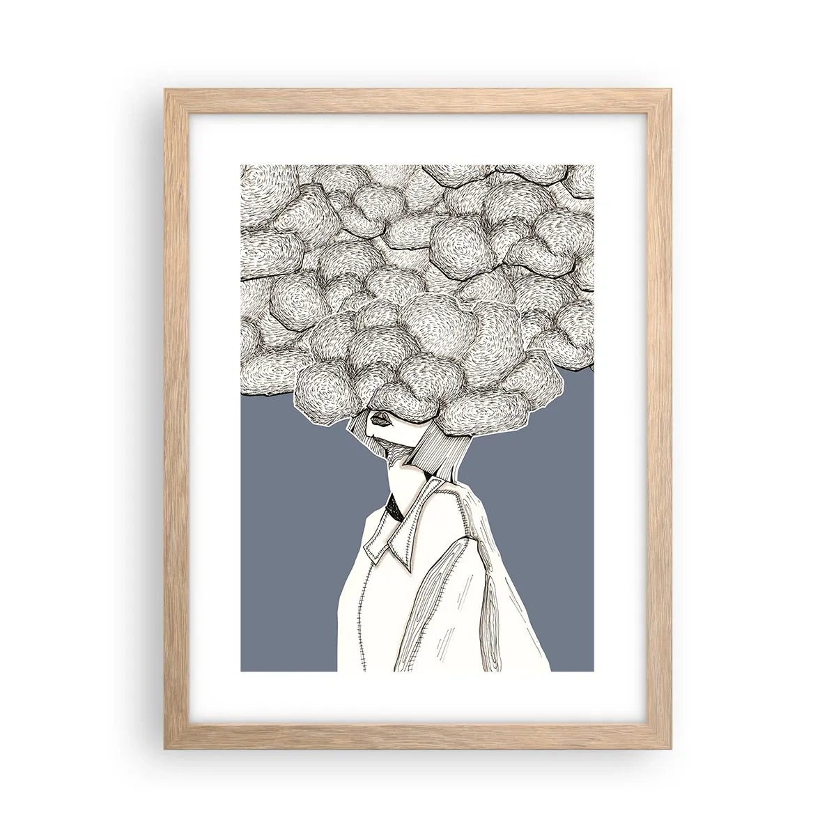 Poster in einem Rahmen aus heller Eiche - Mit dem Kopf in den Wolken stecken - 30x40 cm