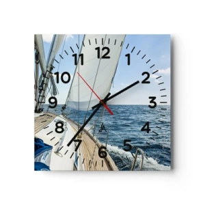 Wanduhr - Glasuhr - Ahoi, Abenteuer - 30x30 cm