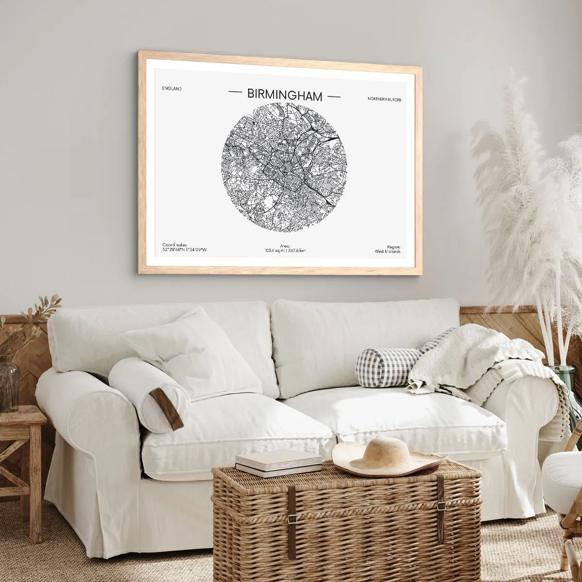 Poster in einem Rahmen aus heller Eiche - Anatomie von Birmingham - 100x70 cm