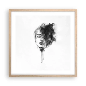 Poster in einem Rahmen aus heller Eiche - Wovon träumt das Mädchen - 50x50 cm