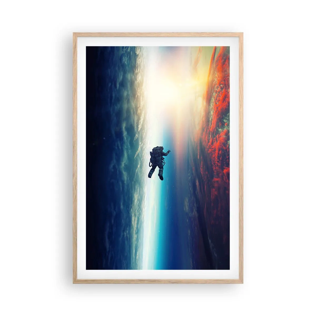 Poster in einem Rahmen aus heller Eiche - Sich dem Universum stellen - 61x91 cm